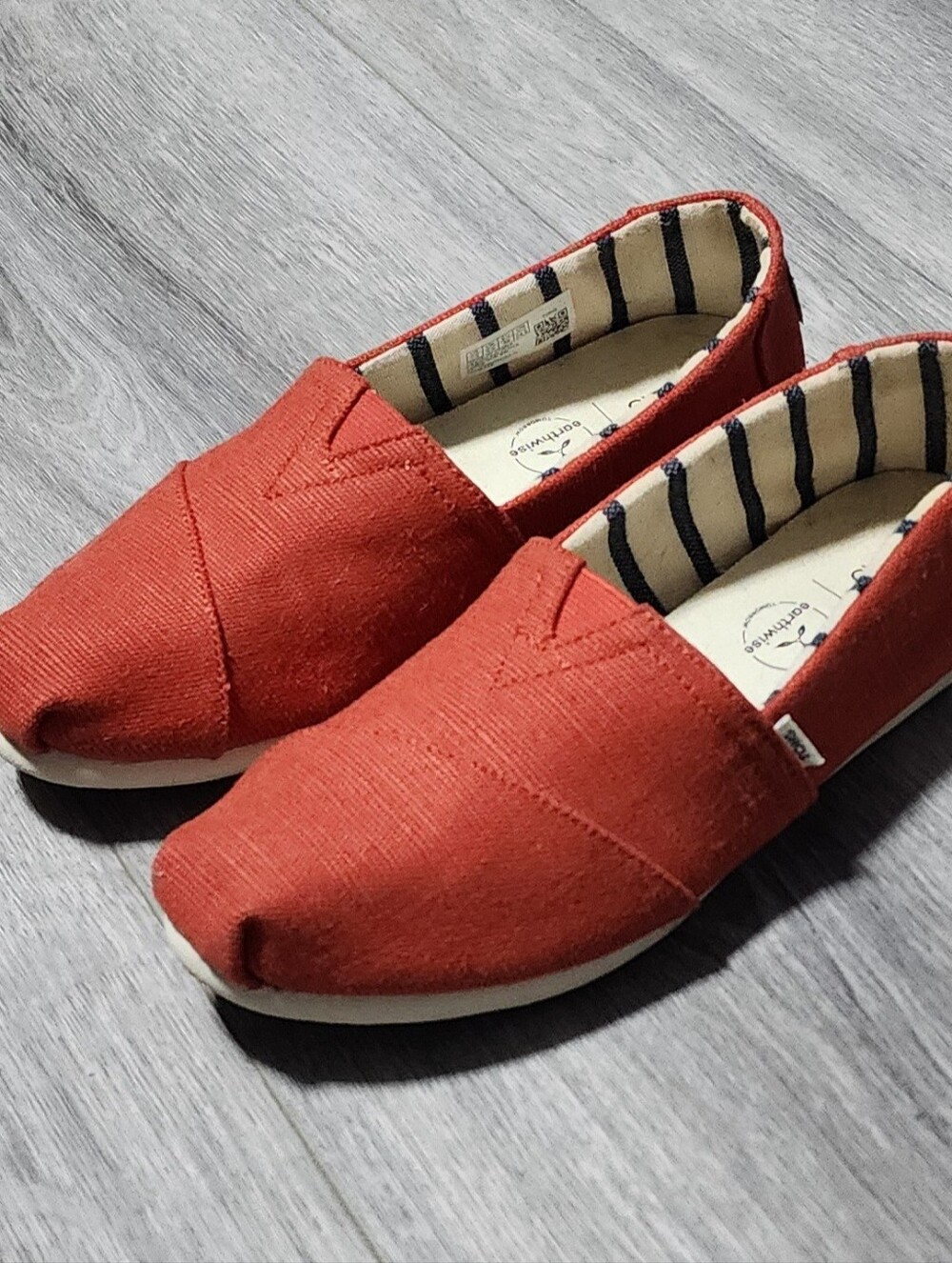TOMS Alpargata Heritage Orange Canvas Slip On Flats Womens Size 7.5